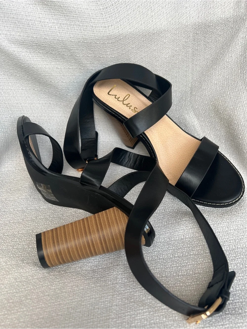 Lulus Black Strappy Block Heel Sandals with Wrap Ankle